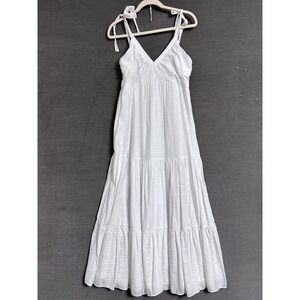 Express Dress M White Tiered Midi Maxi Sundress Babydoll Beach Boho Graduation